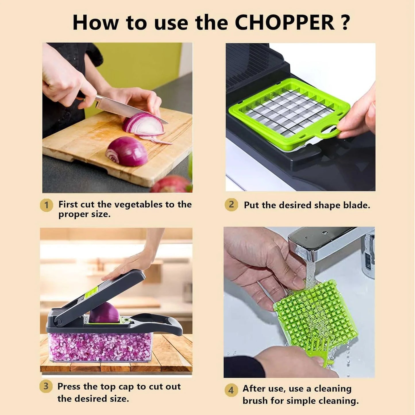 Vegetable Chopper, Veggie Chopper, Multifunctional 12 in 1 Food Chopper, Vegetable Slicer Dicer with 8 Blades, Onion Chopper Vegetable Cutter with Salad Garlic Carrot